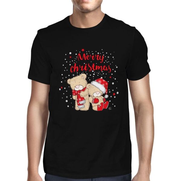 

1tee mens merry christmas teddy bears cute t-shirt, White;black