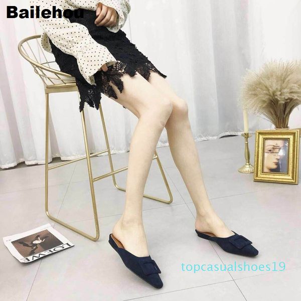 

new 2019 spring women slippers flat mule shoes brand slides slip on casual shoes elegant sandals ladies female flip flops t19, Black