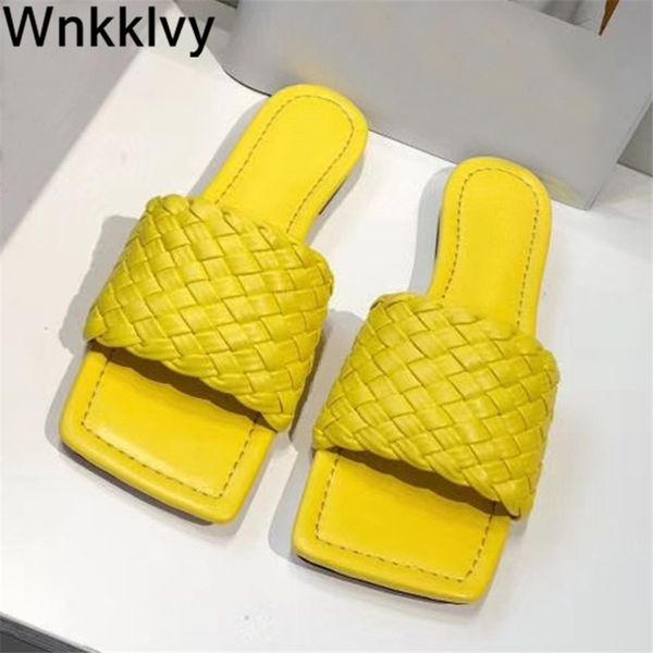 

new summer sandals beach slipper shoe hand woven woman flipflops lazy mullers 2020 shoes casual outdoor wear female slides, Black