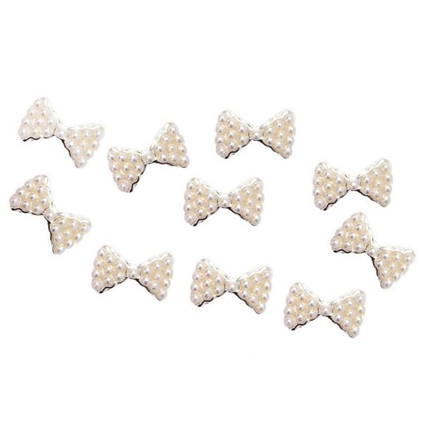

set of 10 pearl bows 3d nail art nail stones decorations, Silver;gold