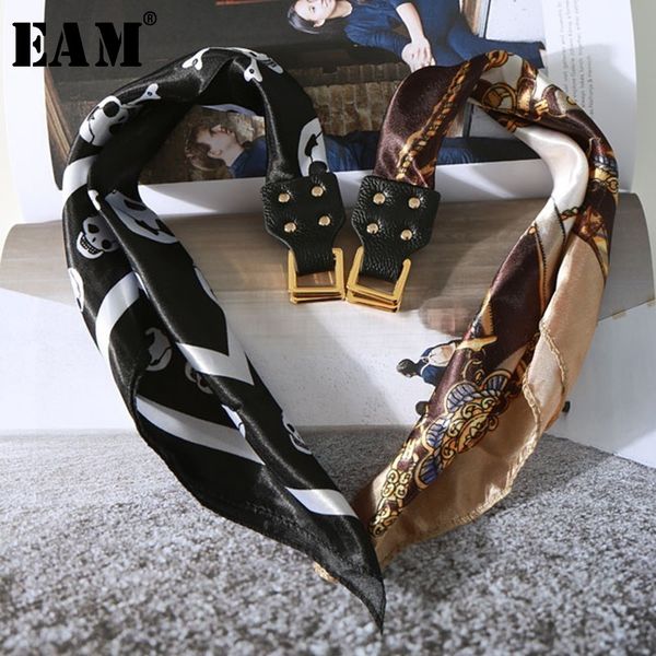 

eam] new 2020 spring fashion street tide wild smooth scarf metal texture laceup buckle necklace women' la354, Silver