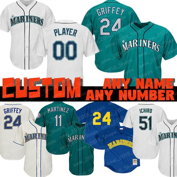 

Custom 24 Ken Griffey Jr. Mariners 51 Ichiro Suzuki 11 Edgar Martinez Seattle 17 Haniger Mitch 20 Dan Vogelbach 34 Felix Hernandez 18 Yusei