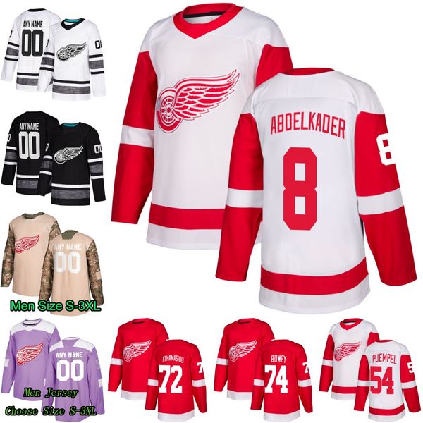 

8 Justin Abdelkader 2018 Hockey Fights Cancer Detroit Red Wings Dylan Larki 72 Andreas Athanasiou 74 Madison Bowey 54 Matt Puempel Jerseys