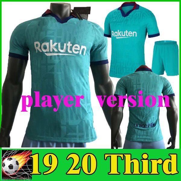 

player version 19 20 barcelona third green messi soccer jerseys de jong griezmann maillot de foot 2020 football shirt camisetas de futbol, Black;yellow