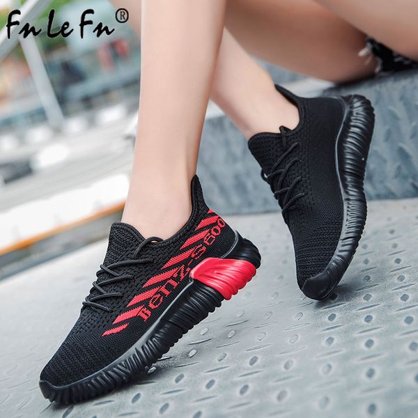

fnlefn 2019 summer couple's air mesh sneakers flying weaving shoes women lace up leisure shoes men breathable mesh flats1506, Black