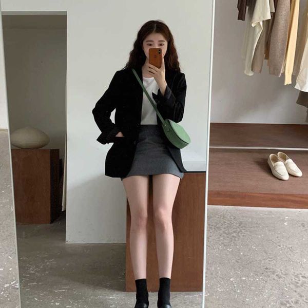 

women's coat spring leisure loose-fitting all-match suit, White;black