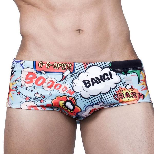 

men's printed fashion foreign trade printed small swimming boxers sports beach swimming trunks