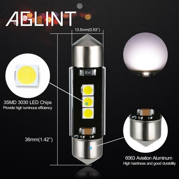 3X 3LED 36mm 12//24V Car Interior Plate Festoon Dome License Light Map Lamp Bulb