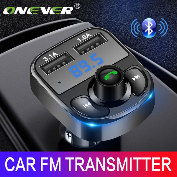 

onever fm transmitter aux modulator bluetooth handscar kit car audio mp3 player with 3.1a quick charge dual usb