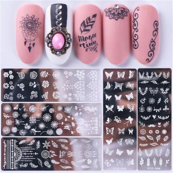 

1pcs nail sticker 12 colors for choice small floral butterfly petal nail template transfer for fashion women girls art tool, Black
