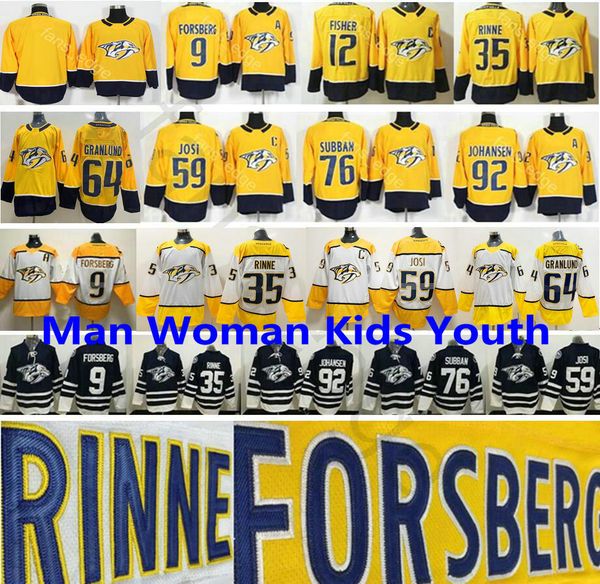 

2020 winter classic nashville predators 9 filip forsberg 35 pekka rinne 59 roman josi 92 ryan johansen 64 mikael granlund hockey jerseys, Black;red