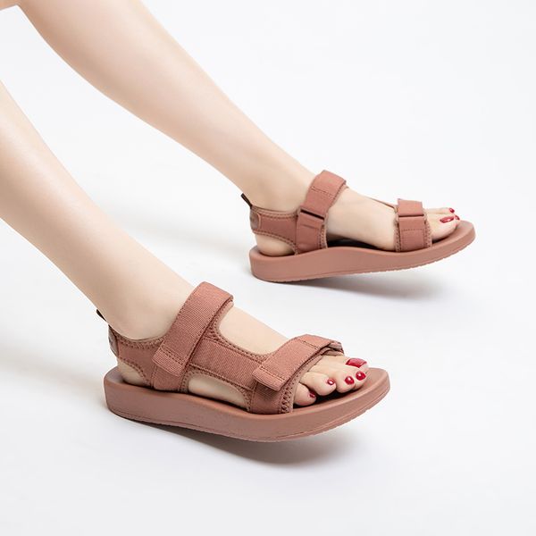 

women's khaki rubber sports sandals summer leisure vacation flat beach shoes convenient sandals 35-40size, Black