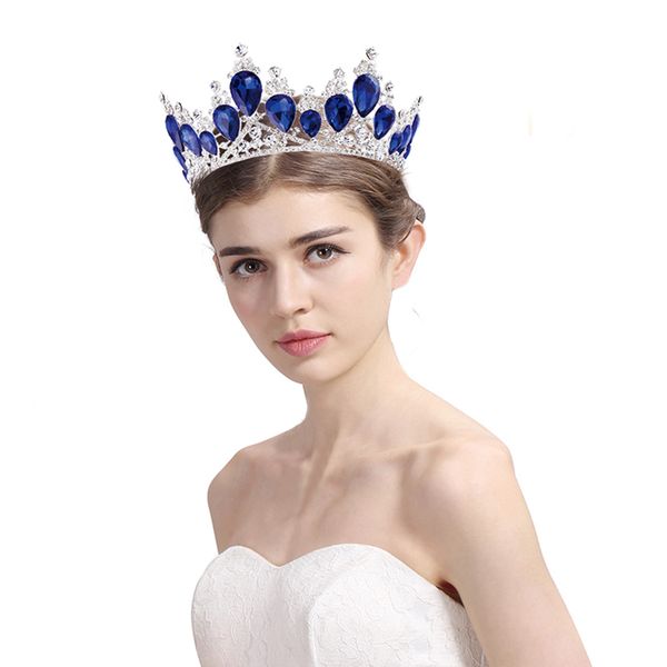 

2018 new fashion baroque luxury crystal bridal crown tiaras light gold diadem tiaras for women bride wedding hair accessories cj191226, White;golden