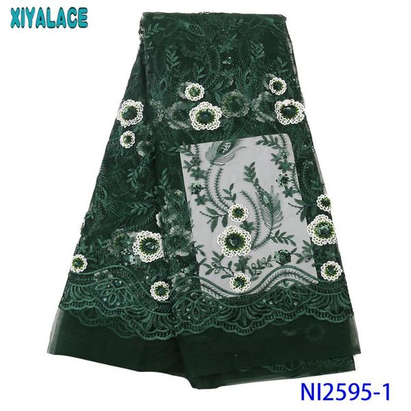 

african lace fabric embroidered nigerian laces fabric 2020 green french tulle laces with sequins ksni2595, Pink;blue