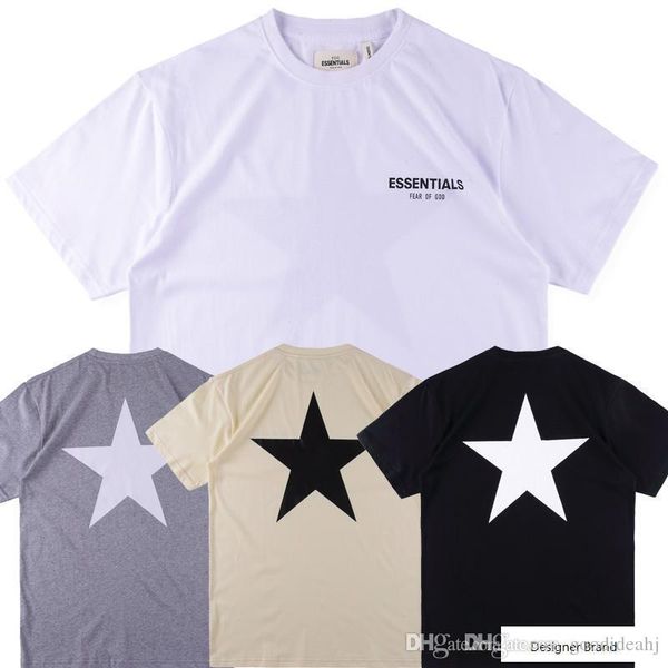 

19ss hip hop fear of god essentials complex t-shirt skateboard cool t-shirt fog men and women cotton five-pointed star print short-sleeved, White;black