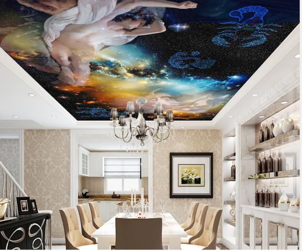 

custom any size p goddess starry sky zenith mural stereoscopic ceiling