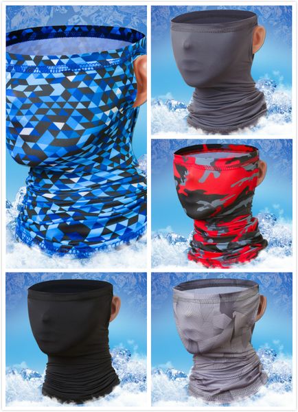 

summer cycling half face mask cool ice silk outdoor sports scarf breathable cycling bicycle bike anti-uv neck facemask fishing, Black
