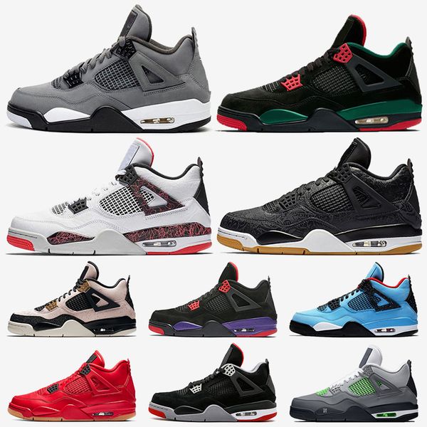 

cool grey travis scott 4 shoe 4s mens basketball shoes raptors bred 2019 neon fiba retro tattoo wings mens trainers sports sneakers
