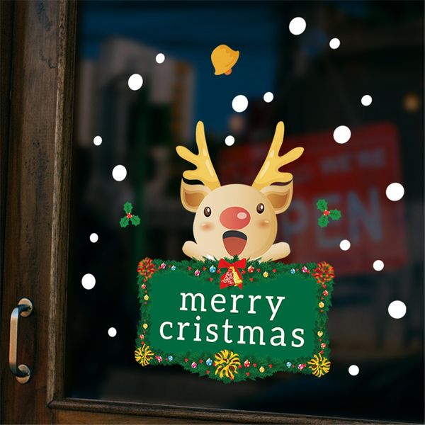 

cartoon christmas red nose reindeer glass window sticker removable