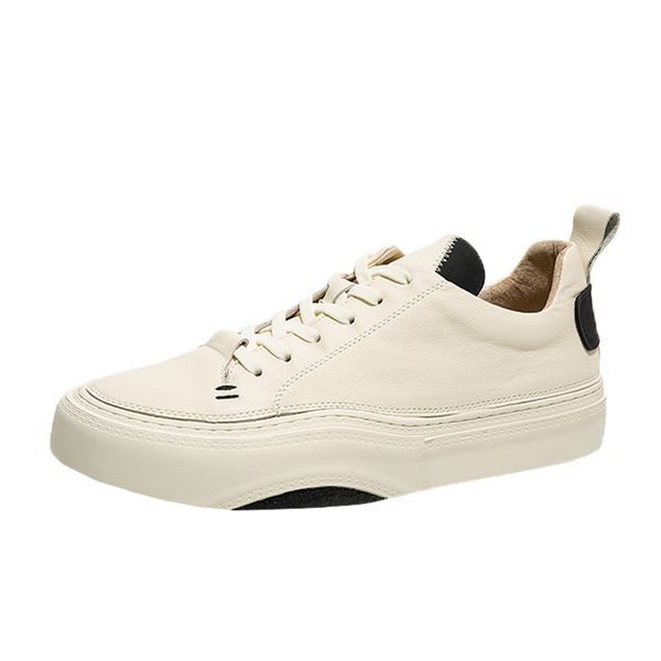 

spring low sneakers retro men genuine leather casual trend white shoes all-match cowhide men casual shoes leisure, Black