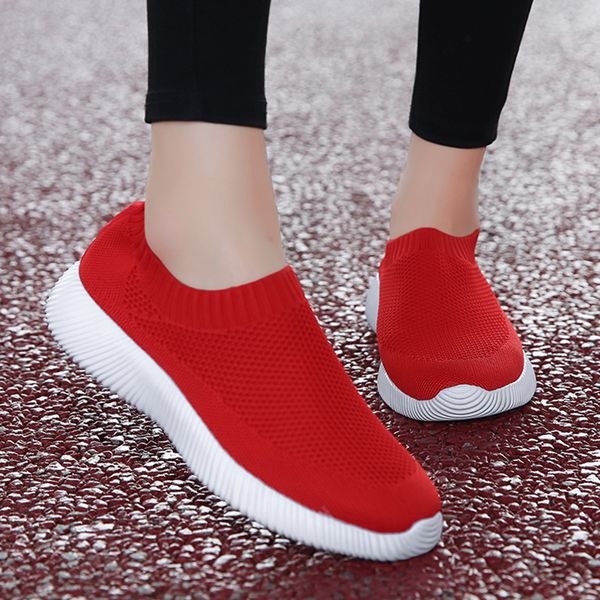 

2020 women sneakers shoes spring summer flats solid color slip-on women walking loafers mesh plus size breathable comfort shoes, Black