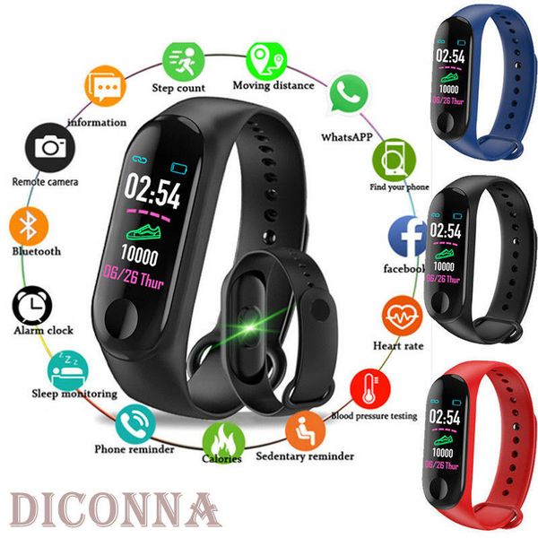 

m3 color screen smart band bracelet watch fitness clock activity tracker sport wristband relogio masculino, Slivery;brown
