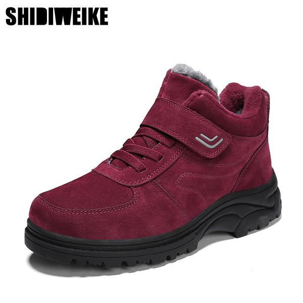 

36-41 size fur women boots winter warm fur 2019 snow mother winter work sports shoes sneakers rubber ankle hiking shoes, Black