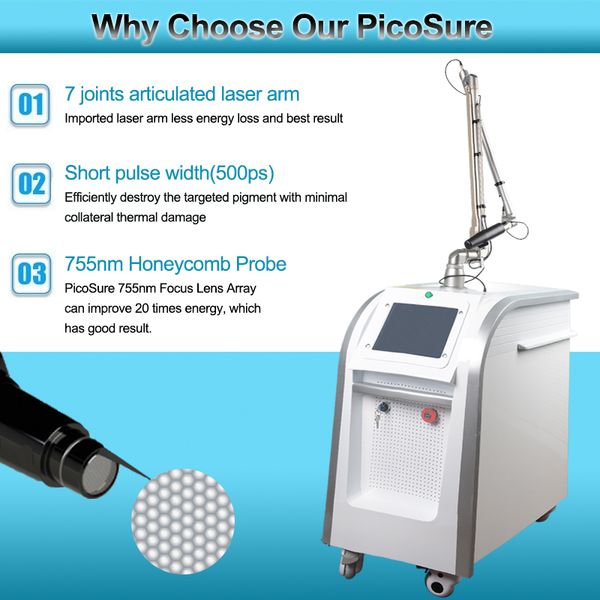 

2020 q-switch nd yag laser tattoo removal machine focus lens array 755nm 1064nm 1320nm 532nm picosecond laser machine, Black