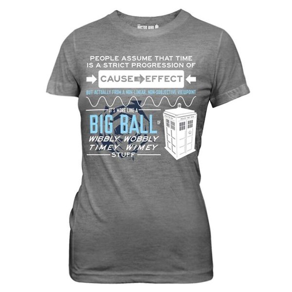 

who wibbly wobbly quote junior women t-shirt, White;black