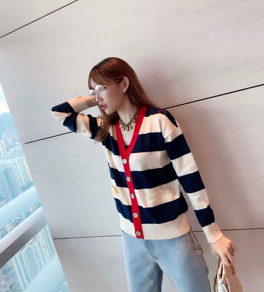 

19fw fashion comfortable cotton v-neck women men's designer sweaters luxury european sweater striped cardigan sweater, White;black