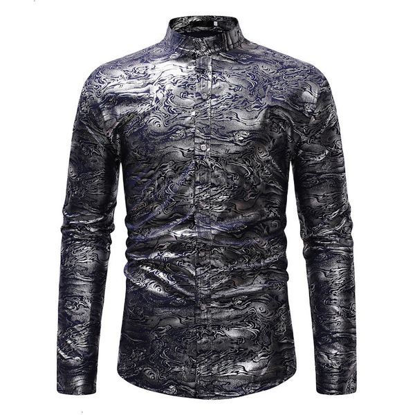 

men stamp prints collar leisure long sleeves club party jacket, White;black