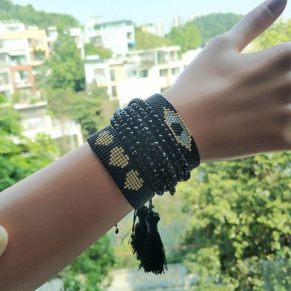 

go2boho miyuki bracelets turkish evil eye bracelet love pulseras mujer heart jewelry for women bileklik crystal tassel 2019 new, Golden;silver