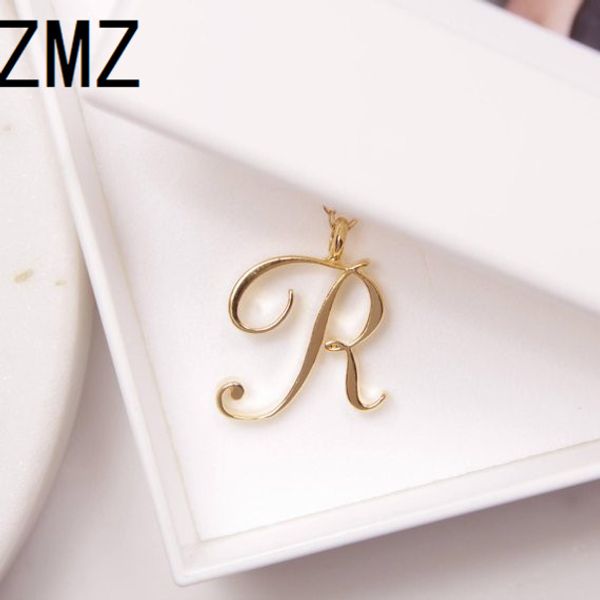 

zmz 2018 europe us fashion english letter pendant lovely letter r text necklace gift for mom/girlfriend party jewelry, Silver