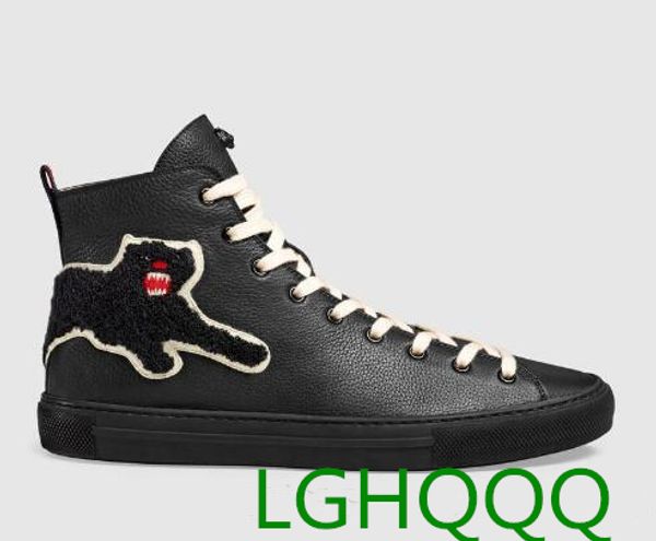 

famous branded men womens animal embroidery high shoes 3d tigers lace-up sneakers plus size hombre 46, Black