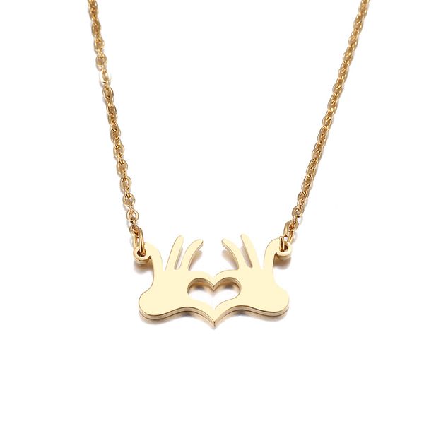 

12pc palm heart pendant necklace gold long charm chain lover's gifts couple family friends women men jewelry stainless steel new, Silver