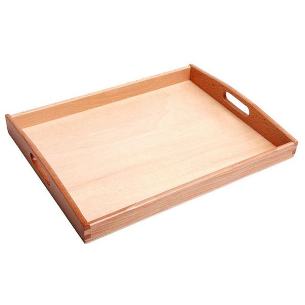 

small montessori rectangle tray cubes beads toys holder with handle promotion
