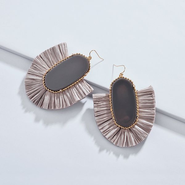 

богемия позолоченный кендра стиль скотт сектор акриловые искусственного камня рафия падение серьги для женщин ювелирные изделия, Silver