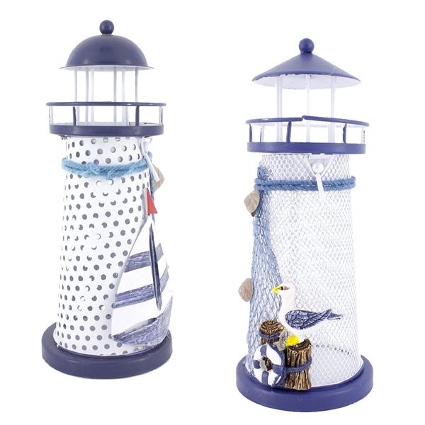 

mediterranean light house candlestick candle holder seabirds & boat decor 7