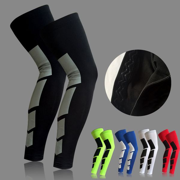 Sports Basketball Leg luva Knee Pad Pro Sports silicone antiderrapante longa Suporte Joelho Brace Pad Protector 5 cores 1 par