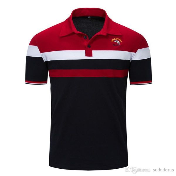 

большая акула и письмо вышивки человек polo отворотом шеи дышащий вскользь ткань жаркое лето тройники, White;black