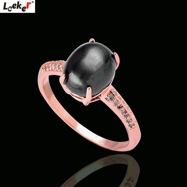 

leeker vintage black rings for women rose gold color oval opal stone ring custom jewelry accessories 068 lk8, Slivery;golden
