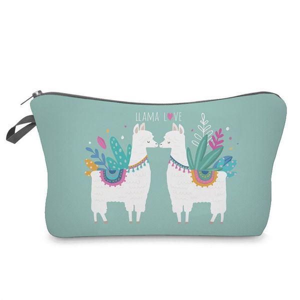 

llama printed zipper travel make up organizer bag storage pouch woman neceser maquillaje cosmetic organizer bag