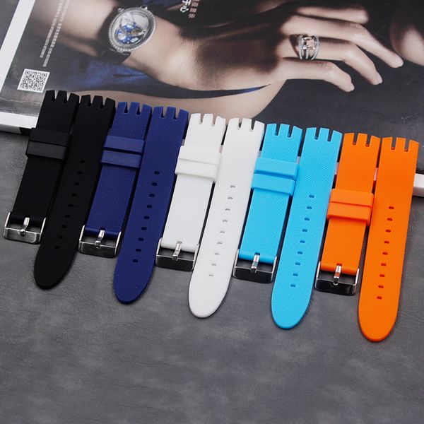 

watch accessories silicone strap 20mm men and women sports and leisure waterproof natural rubber strap buckle, Black;brown