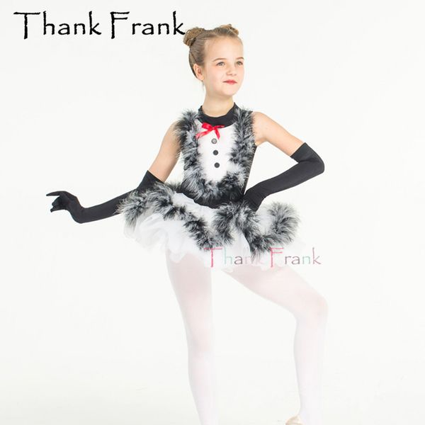 

girls feather ballet tutu dress kids romantic black short dance dresses women professional ballerina costume c475, Black;red