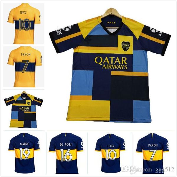 

s-2xl 2019 2020 boca juniors home soccer jerseys uniforms men's thai quality home soccer jersey gago tevez football shirt, Black;yellow