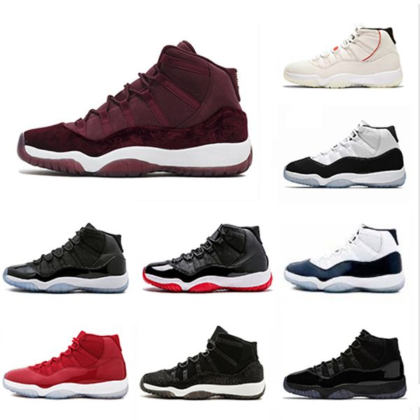 

stock x 11 11s concord 45 xi 11 men athletic basketball shoes cap and gown prom night sports sneaker 36-47, White;red