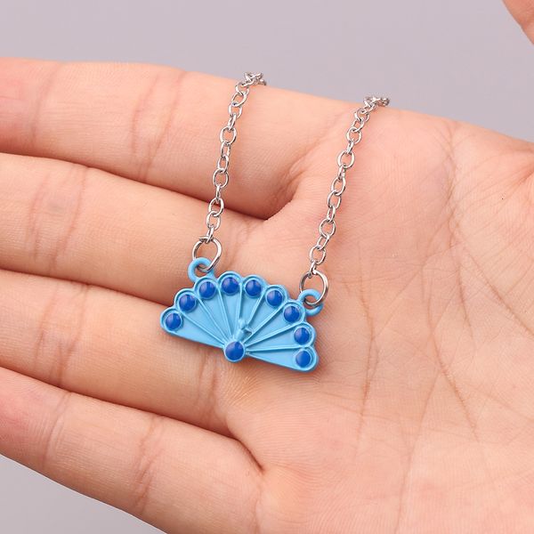 

boho blue peacock pendant necklace silver link chain sweater jewelry accessories women christmas new year gifts for female