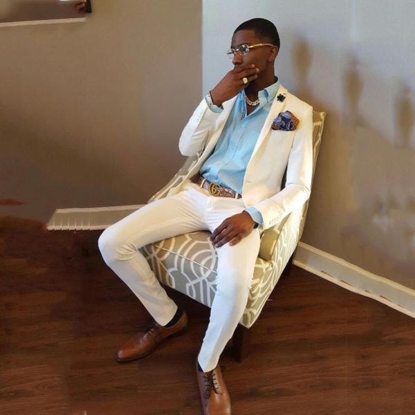 

white mens wedding suits 2020 slim fit groom tuxedos bridegroom suits man costume homme blazer 2 pieces (jacket+pants, White;black