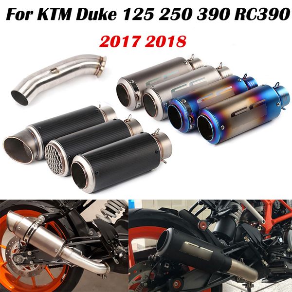 

motorcycle exhaust muffler pipe + mid link tube for sc project akrapovic with db killer for duke 125 250 390 rc390 2017 2018
