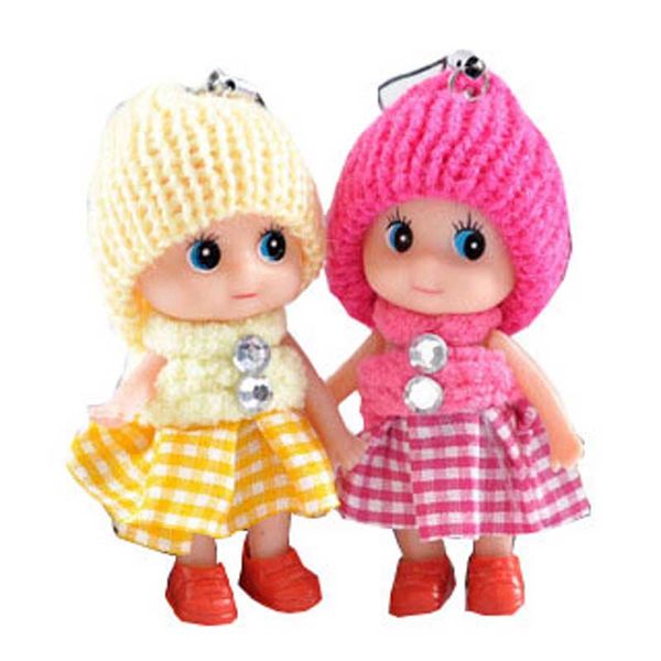 8 CM Crianças Brinquedos Macios Interativos Baby Dolls Toy Chaveiro, Mini Boneca Chaveiro Para Meninas Anel Chave Titular Chave Do Telefone Móvel